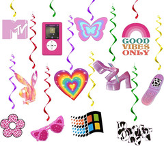 24Pcs Y2K 2000S Pink Party Swirl Decorations Hanging Spiral Decor Whirl Streamer