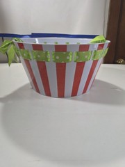 Mudpie Red, White and Green Carnival Party Bucket. 15X15