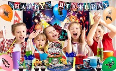 Demon Slayer Birthday Party Decorations and Tableware Set Plates Backdrop Banner
