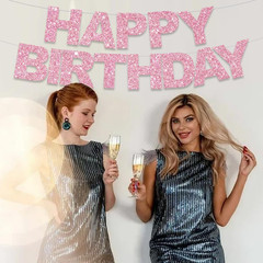 Happy Birthday Banner – Pre-Strung No DIY Birthday Decorations – Happy Birthday