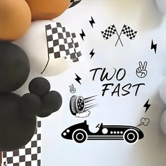 Two Fast Birthday Party Stickers for Backdrop Decal Balloon Arch Decor 2nd Bi…
