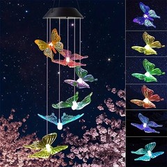 Solar LED Wind Chimes Color Changing Butterfly Dragonfly Hummingbird Outdoor