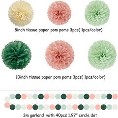 Sage-Olive Green Pink-Beige Boho Party Decorations -23Pcs Rustic Neutral Wedding