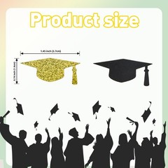 200 PCS Gold Black Glitter Graduation Hat Class Of 2025 Table Confetti