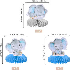 ZHUOWEISM 6 PCS Blue Elephant Honeycomb Table Centerpiece for It’S a Boy Elephan