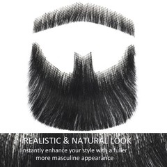Black Goatee Beard Realistic Fake Beard Mustache for Men, Human Hair Facial H…