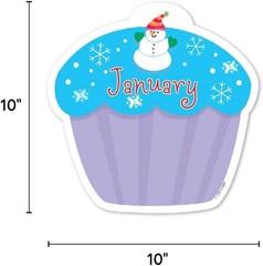Designer Cutouts for Bulletin Boards, Jumbo 10-Inch Cupcake Theme, 12 Pieces