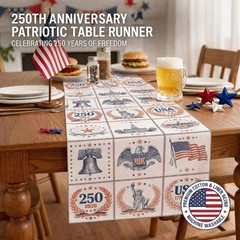 Elegant 250th Anniversary Table Runner: 73×13.8 Inches for July 4th Celebrations