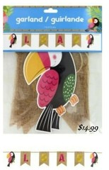 Tiki Bird Tropical Paradise Luau Hawaiian Party Decor Burlap Garland Banner