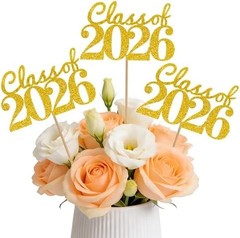 Graduation Decorations 2026, 12 PCS Graduation Centerpieces for Tables, Gold Gli