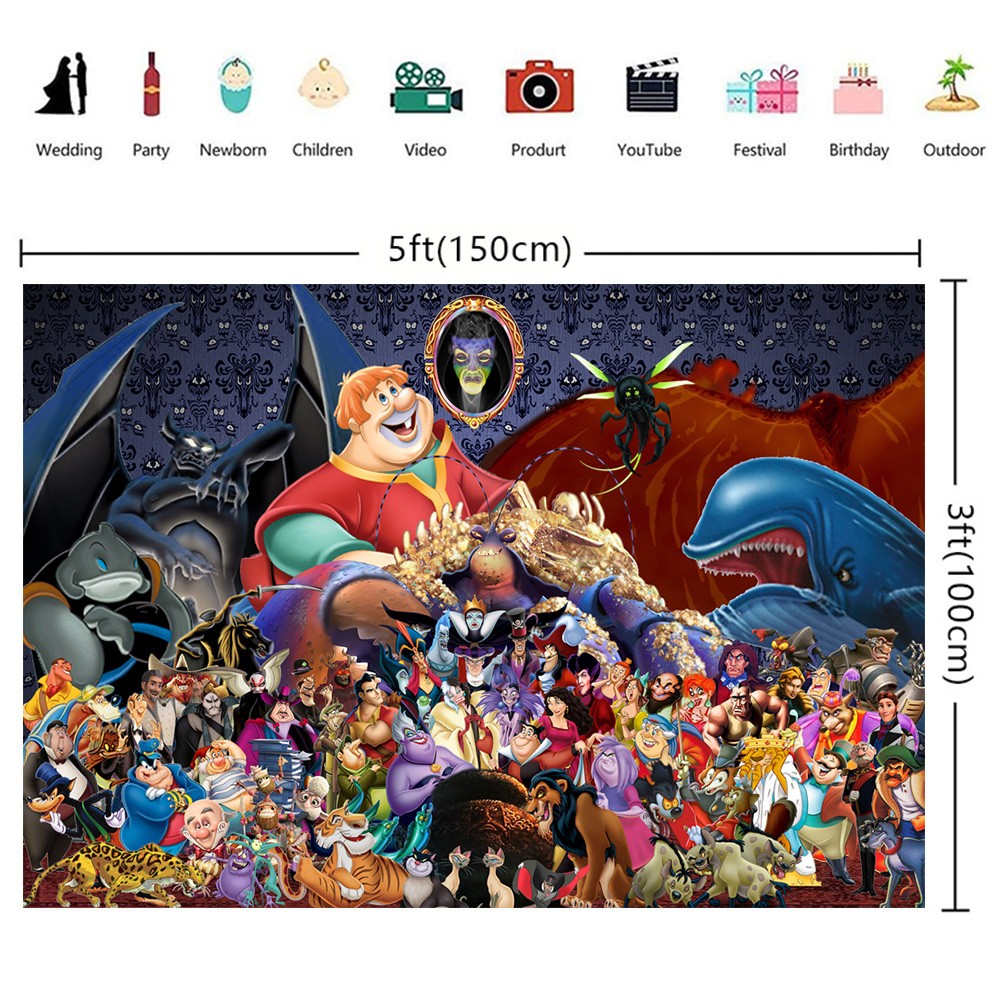 Villains Party Supplies Backdrop Banner Birthday Gift Theme Party
