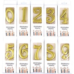 10-Pieces Numeral Birthday Candles, Gold