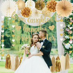 Engagement Party Decorations, Gold Glitter Love Laughter & Happily Ever after Ba