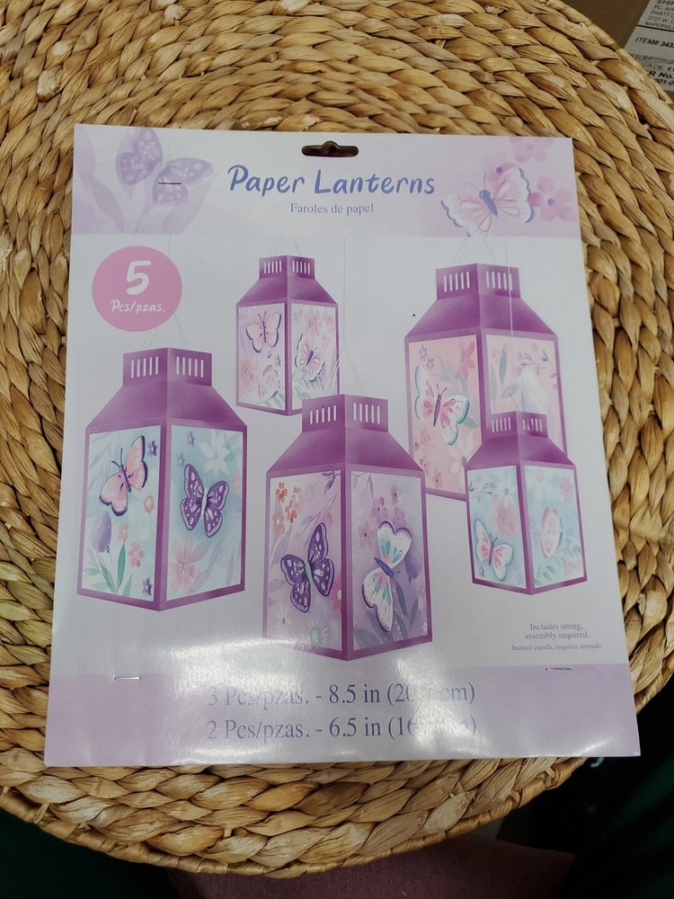 Butterfly Flutter Paper Lantern Set 5 Per Pack 3 10″ and 2 7.25″ Decoration