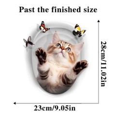 Waterproof 3D Cartoon Cat Toilet Lid Sticker Bathroom Self-adhesive Decal Cute