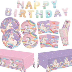 Birthday Party Supplies Kit for 24 Guests – for Unicorn Birthday Decorations, In