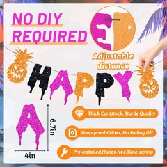3 PCS Pre-Strung Happy Summerween Banner Set – NO-DIY Glitter Summer Hallowee…