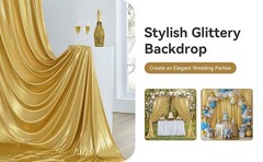 10x10FT Gold Sequin Backdrop Curtain – 2 Panels of 5x10FT Wrinkle-Glitter Drapes
