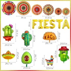 Mexican Party Decorations Fiesta Ballons – 23 Pcs Balloons Multicoloured Papar