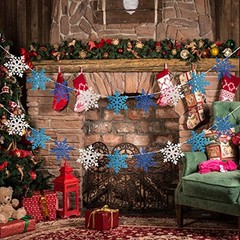 2Pack White and Blue Glitter Snowflake Banner Winter Wonderland Banner