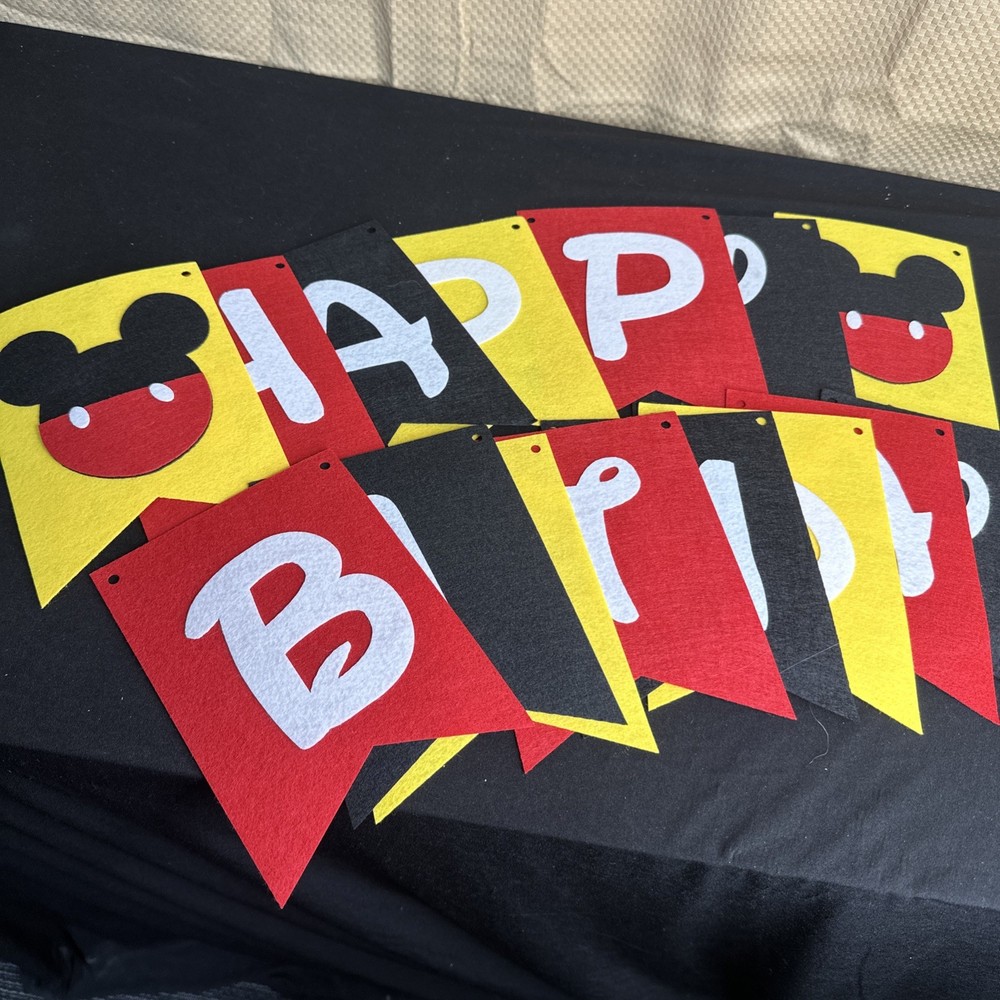 Mickey Mouse Hanging Decoration Birthday Party Kids Paper Yellow Red Black