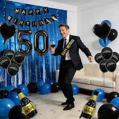 50Th Birthday Decorations Set Women and Men, Black Gold 50 Birthday Decoration B