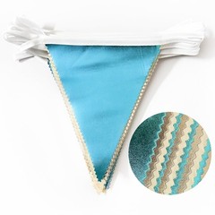 Champagne Gold Sky Blue Beige Decorations Metallic Fabric Triangle Pennant