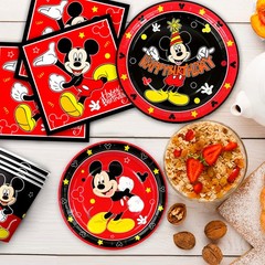 141Pcs Mickey Mouse Party Decoration Disney Party Supplies Tableware Plates Cups