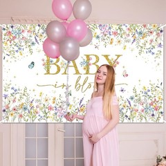 Baby in Bloom Backdrop Wildflower Baby Shower Party Decorations 70.8 x 43.3 Inch