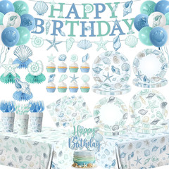 Seashell Birthday Decorations,190pcs Beach Party Supplies Coastal Party Decorati