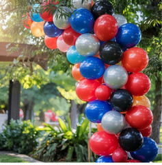 Red Blue Black Balloon Arch Kit, Blue Black Balloons Garland with 22 Inch Star