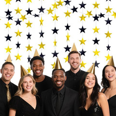 Black and Gold Shining Star Hanging Garland Black Gold Hanging Sparkling Star St