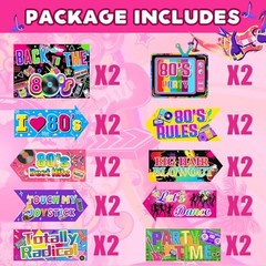 20 Pieces 80s Party Decorations Back to The 80s Neon Retro Sign for Adults