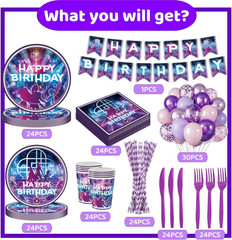 Kpop Birthday Party Decorations Serve 24, 199Pcs K Pop Party Supplies, Dinner Pl