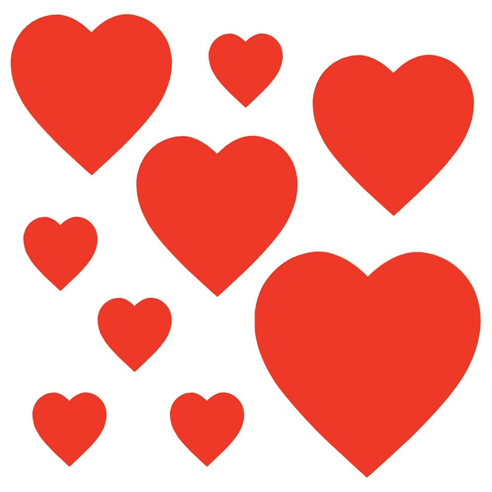 Beistle Valentine’s Day Heart Cutouts 9 Pack Assorted Sizes Wall or Window Decor