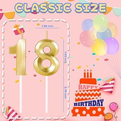 Elegant Gold 18th Birthday Candles – Unique 3D Cake Topper for Celebration