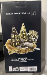 New Years Party Pack Contains 30 Count, 10 Leis, 5 Hats, 5 Tiaras & 10 Horns NEW