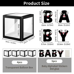 Onteftshop Baby Boxes Letters Clear Black 4pcs Party Decorations