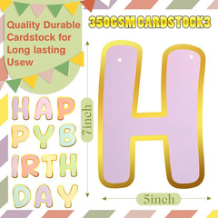 Macaron Happy Birthday Banner Pre-Strung Birthday Party Decorations No DIY Hangi