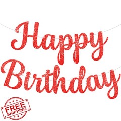 KatchOn Glitter Happy Birthday Banner Red