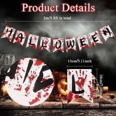 Halloween Banner Decorations Hanging Backdrop Garland For Indoor Outdoor Red …