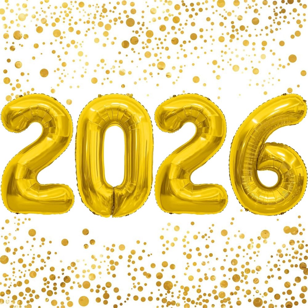 2026 Balloons – 16 Inch Gold 2026 Number Balloon – Grad Balloons for Graduati…