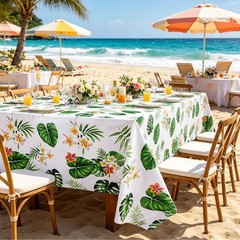 3 Pack Hawaiian Luau Tablecloths for Party Decoration, Hawaii Disposable Plastic