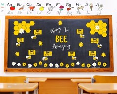 95 PCS Spring Bee Daisy Flower Paper Cutouts Classroom Bulletin Board Set