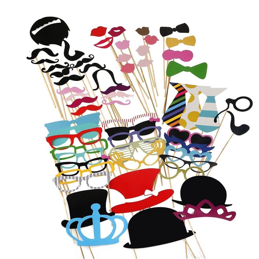 Photo Booth Props 60 piece DIY Kit for Wedding Party Reunions Birthdays Photo…