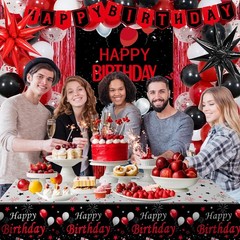 Red and Black Birthday Decorations for Men Women, Red Party Decorations for B…