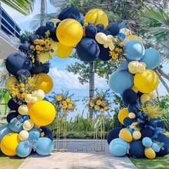 Arco De Globos Azul Y Amarillo Para Fiesta Escolar De Verano Y Cumpleanos