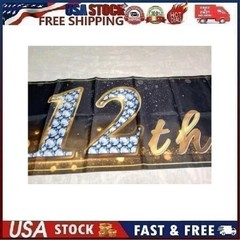Large 9.8 x 1.6 ft Happy 12th Birthday Banner Indoor or Outdoor Sign
