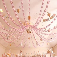 Fanfanwin 300 Sheet Gingham Paper Chain Garland Strips – 1×8 Inch DIY Pink