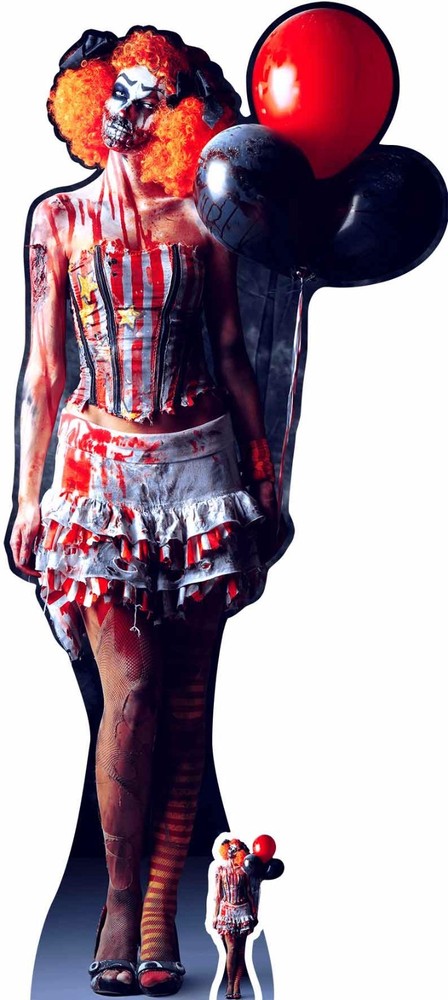 Scary Female Killer Clown Halloween Lifesize and Mini Cardboard Cutout / Standup